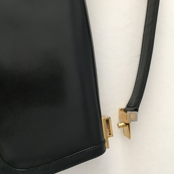 Gucci Black Leather Handbag 2 Way Straps 1980's Vintage - Picture 9 of 15